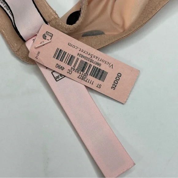 Victoria’s Secret Beige & Black Polka Dot Tee Shirt Bra Unlined Underwire 32DDD - Picture 8 of 11